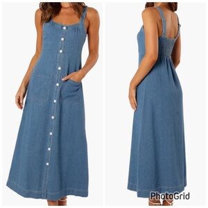 Petal + Pup Bettie Midi Dress Denim Womens Size Large NWT